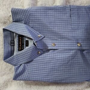 Ariat Men's Blue Plaid Button Down Shirt Cotton-blend Business Office XL
